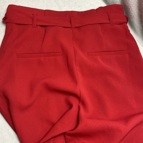 H&M red flowy belted dress pants size 2 - Picture 2 of 8